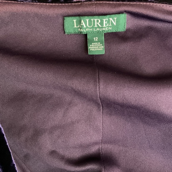 Lauren Ralph Lauren Size 12 Purple Velvet Sheath Surplice Faux Wrap Tie Dress - Picture 6 of 10